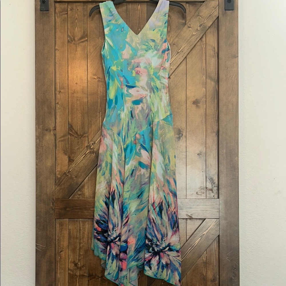 Rabbit Rabbit Rabbit Asymmetrical High-Low Blue and Green Sundress - Picture 4 of 4